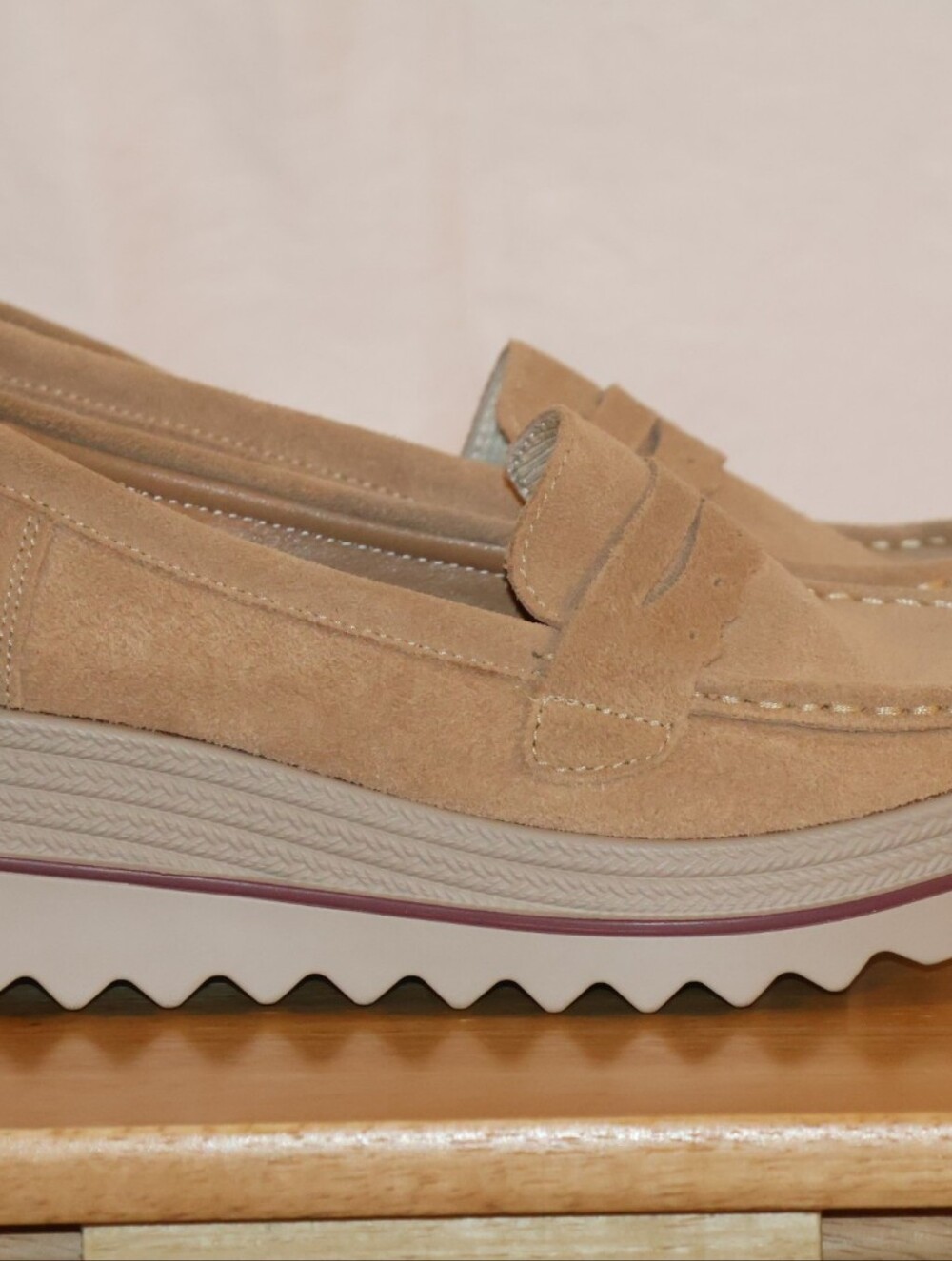Ruiatoo Beige Slip-On Suede Platform Loafers. - Picture 2 of 14
